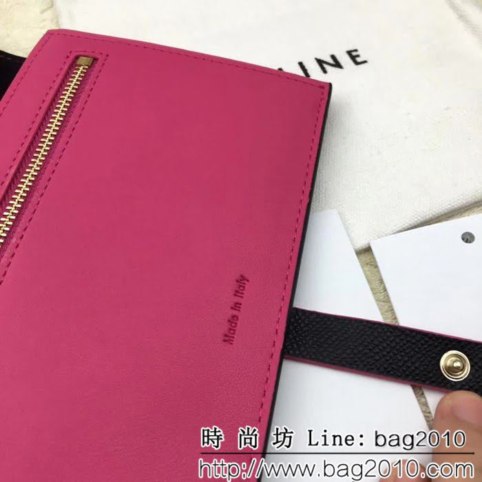 CELINE賽琳原單 專櫃 手掌紋牛皮搭扣拼色錢夾 4148 SL1692
